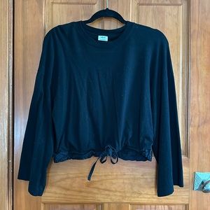 Aritzia Wilfred long sleeve black top with tie at waist, size large